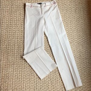 BCBG Maxazria White Ribbon Pleated Trousers